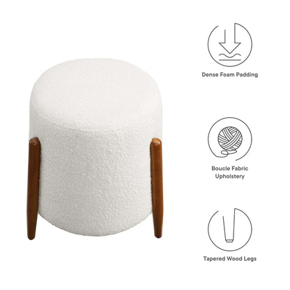 Riven Upholstered Boucle Fabric Ottoman by Furniture For America