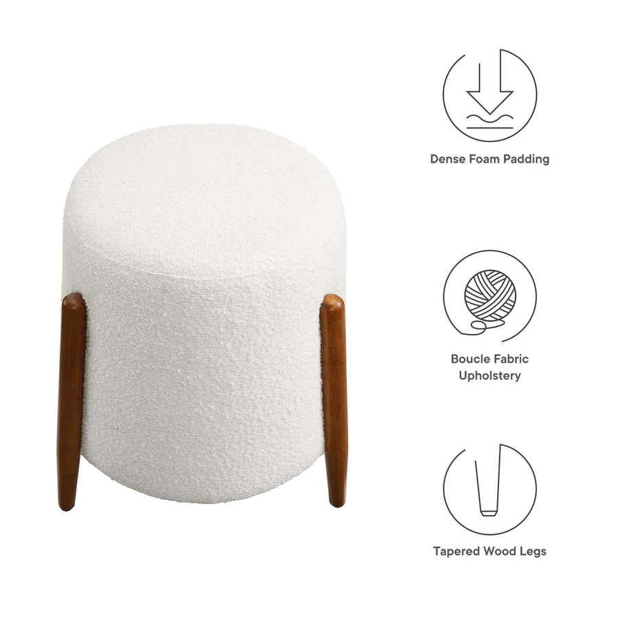 Sneem Upholstered Boucle Fabric Ottoman in Cloud