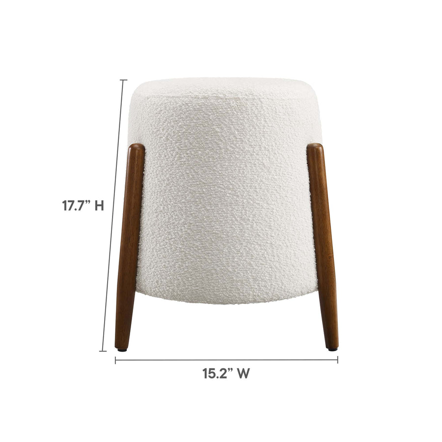 Sneem Upholstered Boucle Fabric Ottoman in Cloud