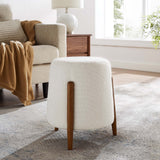 Sneem Upholstered Boucle Fabric Ottoman in Cloud