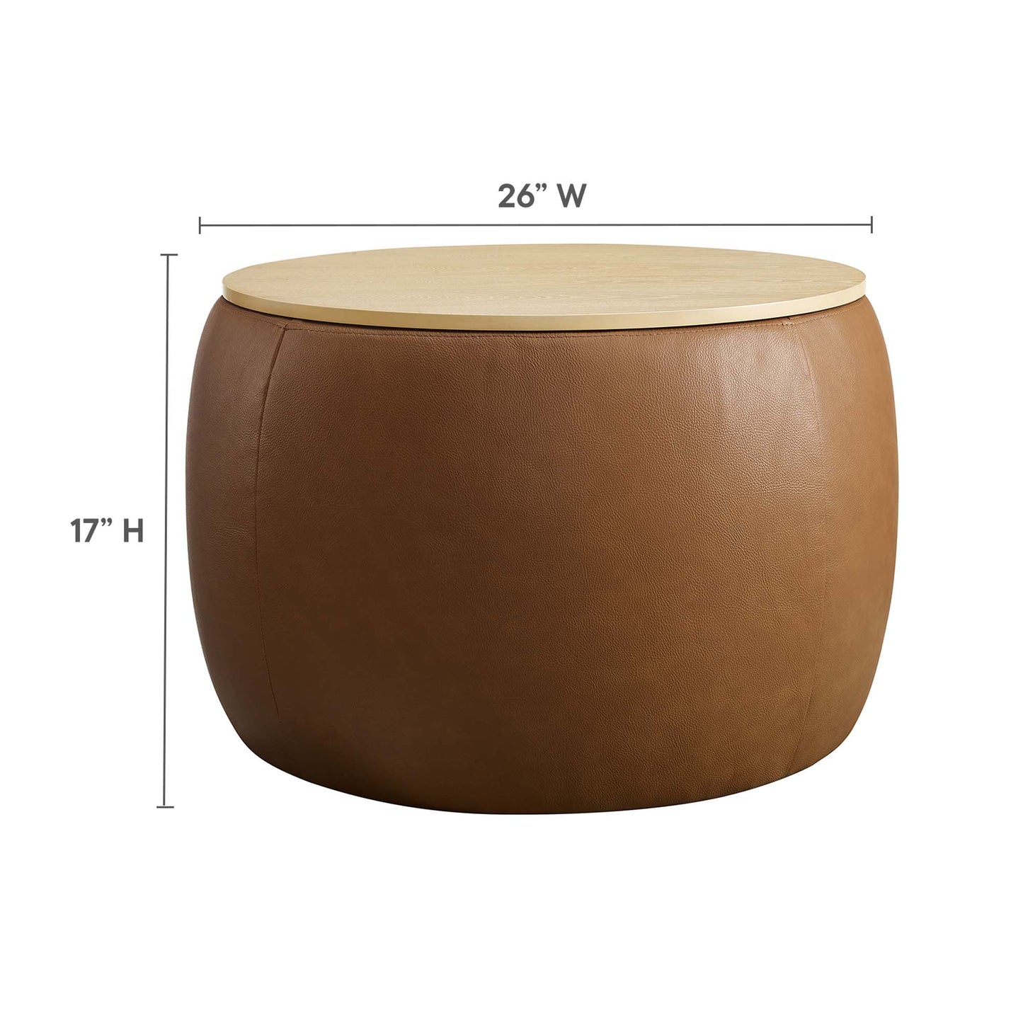 Perla Round Vegan Leather Storage Ottoman by Furniture For America