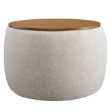 Wynn Woven Heathered Fabric Upholstered Storage Ottoman in Heathered Weave Ivory