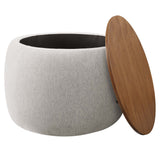 Wynn Woven Heathered Fabric Upholstered Storage Ottoman in Heathered Weave Ivory