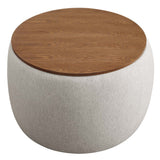 Wynn Woven Heathered Fabric Upholstered Storage Ottoman in Heathered Weave Ivory