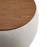 Wynn Woven Heathered Fabric Upholstered Storage Ottoman in Heathered Weave Ivory