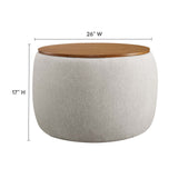 Wynn Woven Heathered Fabric Upholstered Storage Ottoman in Heathered Weave Ivory