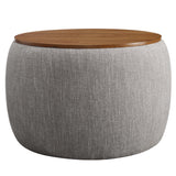 Wynn Woven Heathered Fabric Upholstered Storage Ottoman in Heathered Weave Wheat