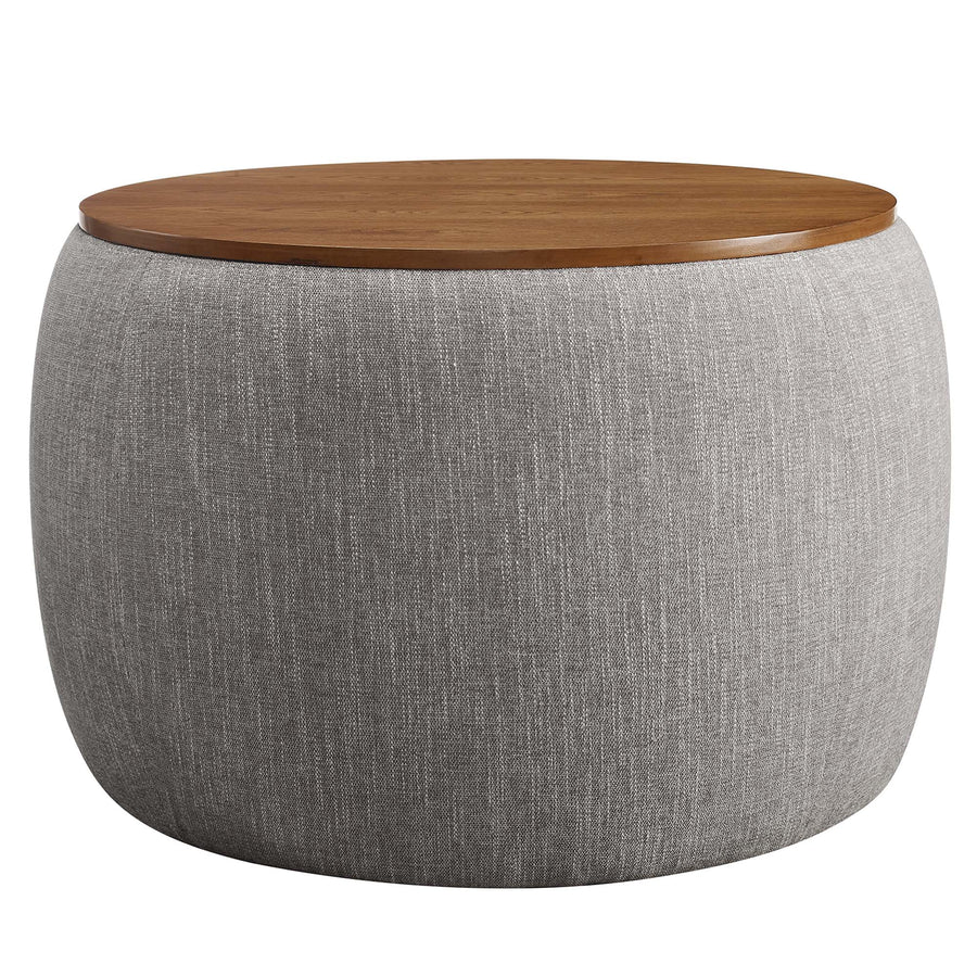Wynn Woven Heathered Fabric Upholstered Storage Ottoman in Heathered Weave Wheat