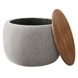 Wynn Woven Heathered Fabric Upholstered Storage Ottoman in Heathered Weave Wheat