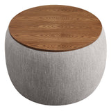 Wynn Woven Heathered Fabric Upholstered Storage Ottoman in Heathered Weave Wheat