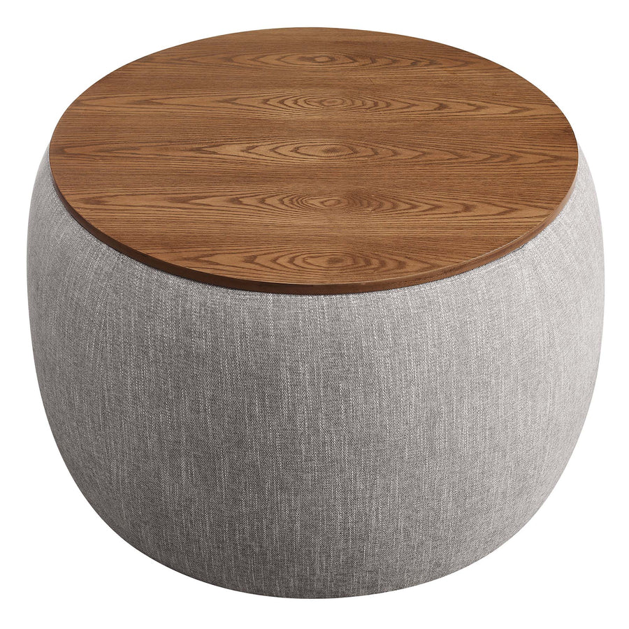 Wynn Woven Heathered Fabric Upholstered Storage Ottoman in Heathered Weave Wheat