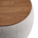Wynn Woven Heathered Fabric Upholstered Storage Ottoman in Heathered Weave Wheat