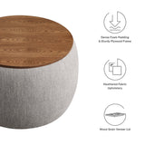 Wynn Woven Heathered Fabric Upholstered Storage Ottoman in Heathered Weave Wheat