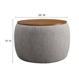 Wynn Woven Heathered Fabric Upholstered Storage Ottoman in Heathered Weave Wheat