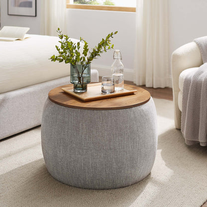 Perla Woven Heathered Fabric Upholstered Storage Ottoman by Furniture For America