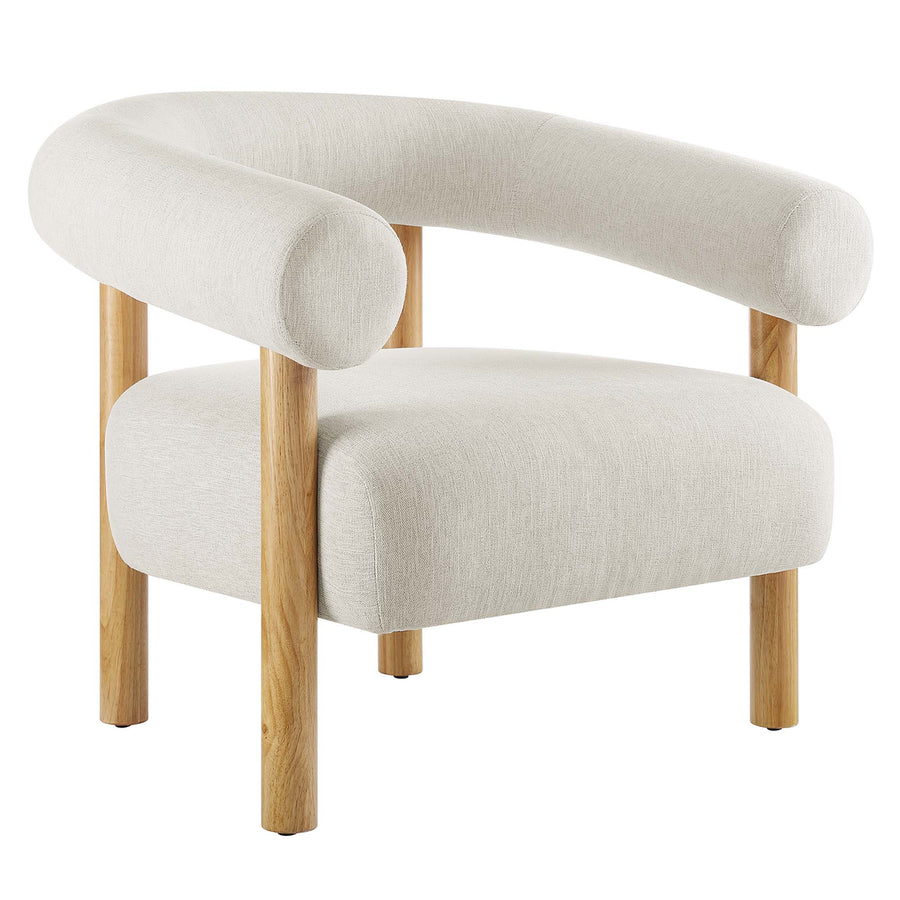Doolin Upholstered Fabric Armchair in Ivory Natural