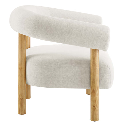 Sable Upholstered Fabric Armchair in Ivory Natural