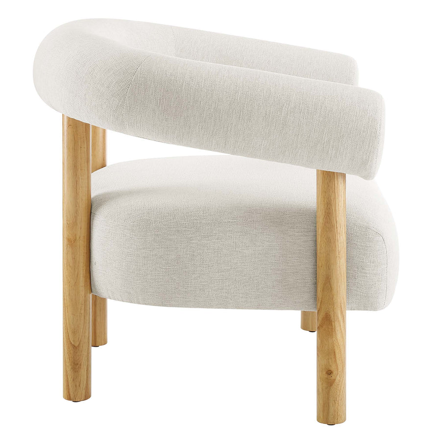 Doolin Upholstered Fabric Armchair in Ivory Natural