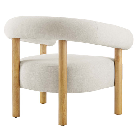 Sable Upholstered Fabric Armchair in Ivory Natural