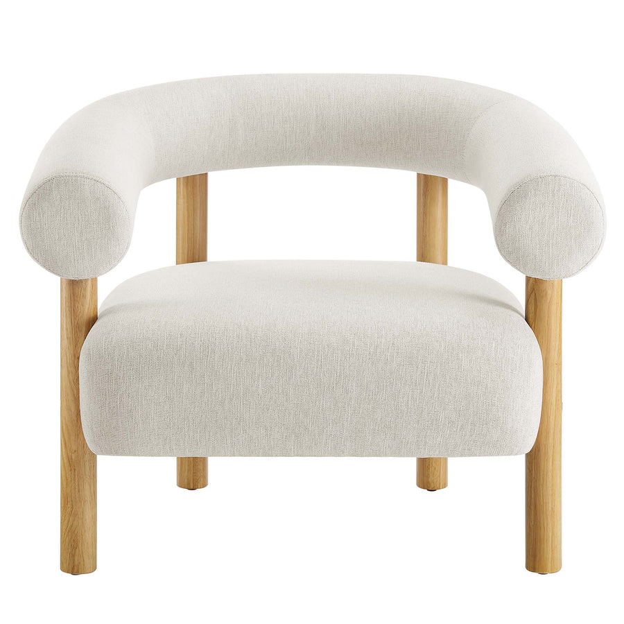 Doolin Upholstered Fabric Armchair in Ivory Natural