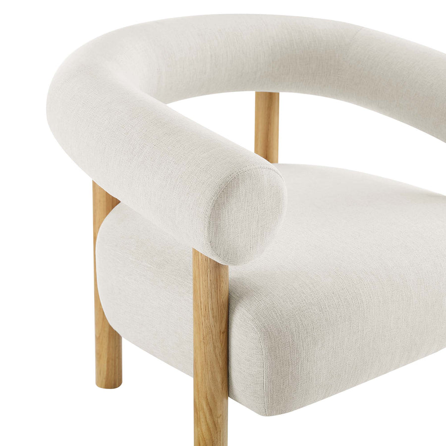 Doolin Upholstered Fabric Armchair in Ivory Natural