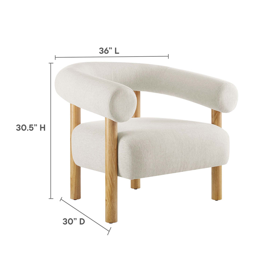 Doolin Upholstered Fabric Armchair in Ivory Natural