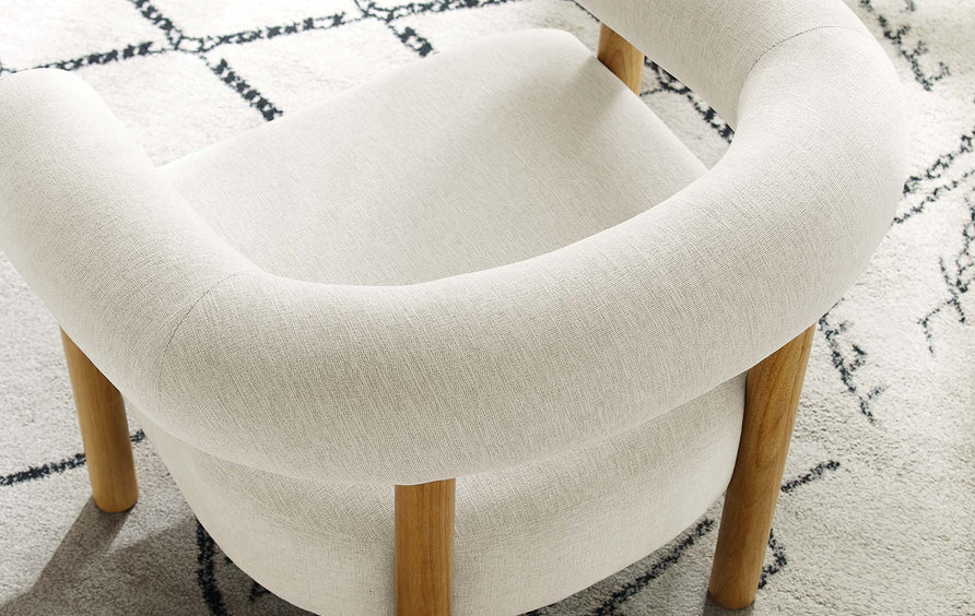 Doolin Upholstered Fabric Armchair in Ivory Natural