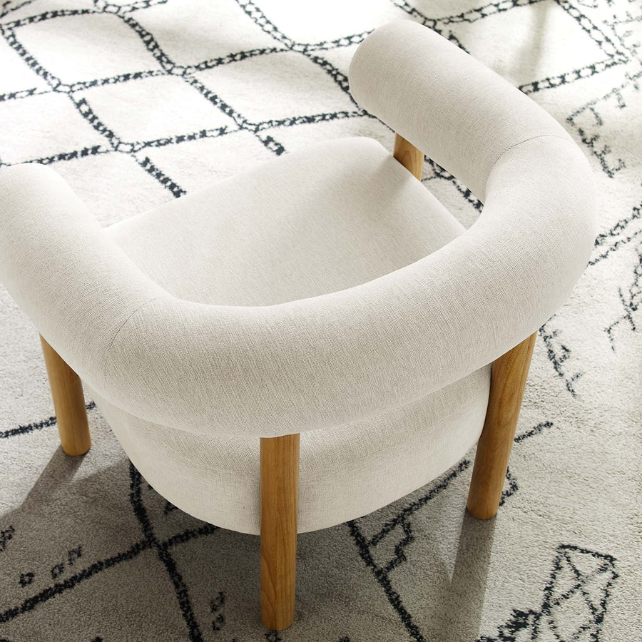 Doolin Upholstered Fabric Armchair in Ivory Natural