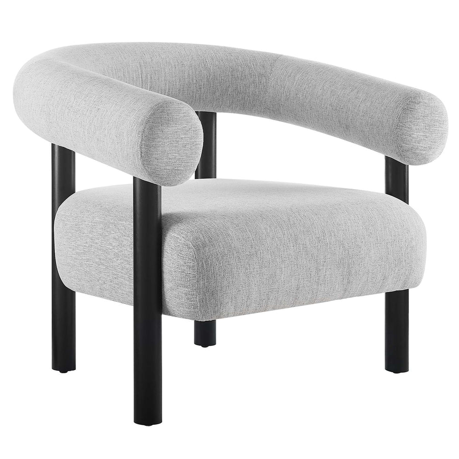 Doolin Upholstered Fabric Armchair in Light Gray Black