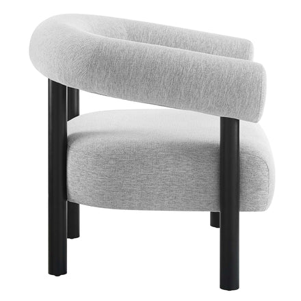 Sable Upholstered Fabric Armchair in Light Gray Black