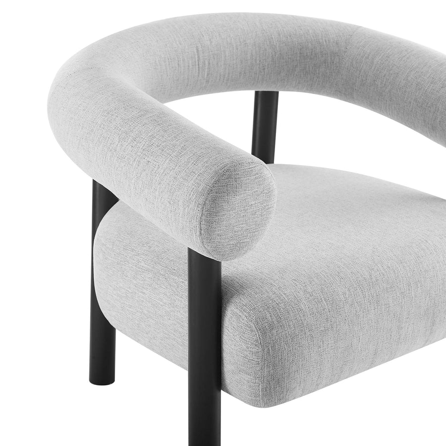 Doolin Upholstered Fabric Armchair in Light Gray Black