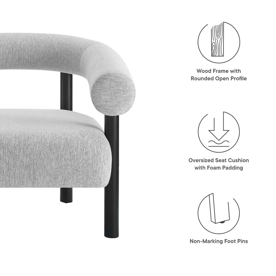 Doolin Upholstered Fabric Armchair in Light Gray Black