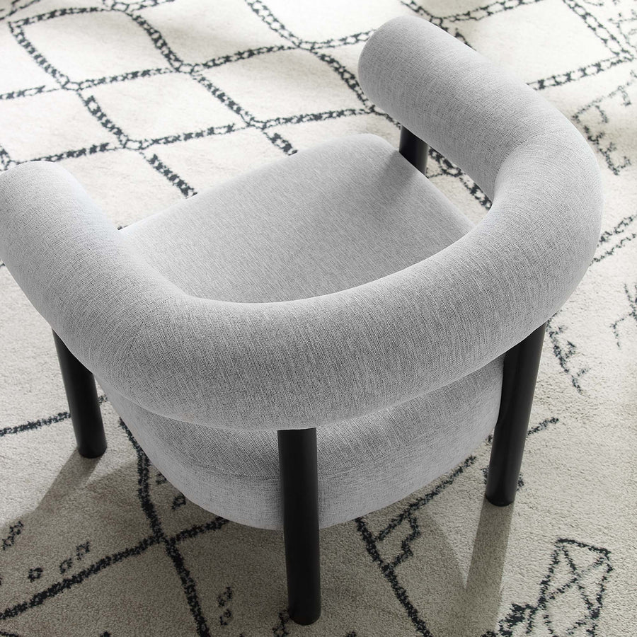 Doolin Upholstered Fabric Armchair in Light Gray Black