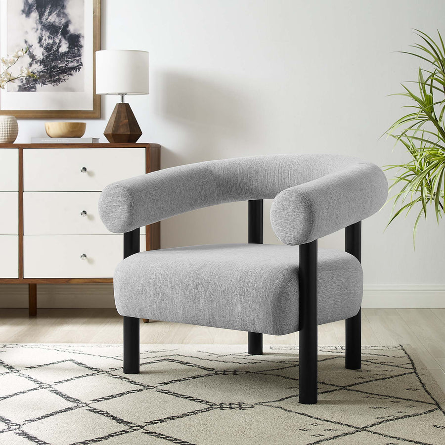 Doolin Upholstered Fabric Armchair in Light Gray Black
