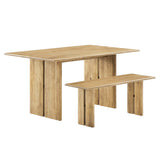Ember 60" Wood Dining Table and Bench Set in Oak