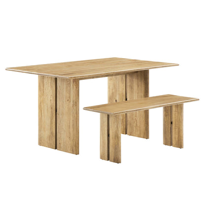 Amistad 60" Wood Dining Table and Bench Set by Furniture For America