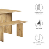 Ember 60" Wood Dining Table and Bench Set in Oak