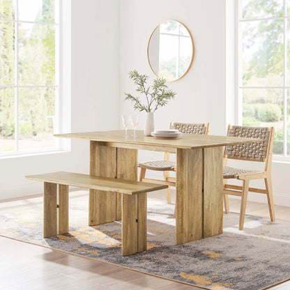 Amistad 60" Wood Dining Table and Bench Set by Furniture For America