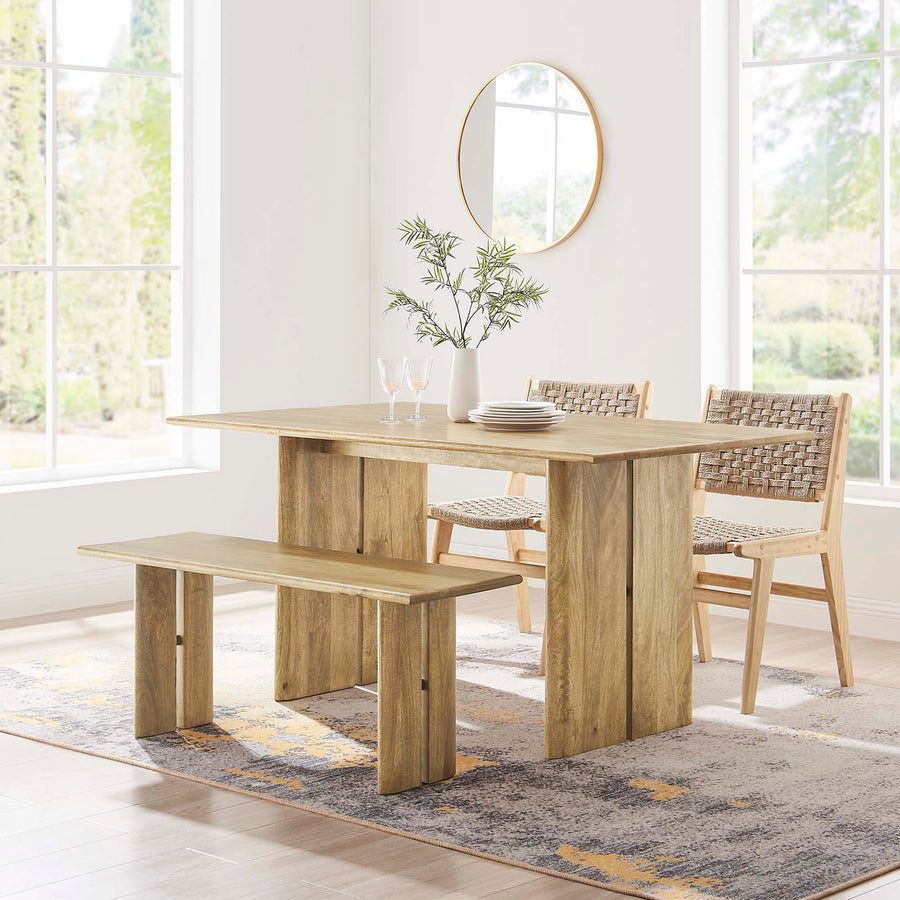 Ember 60" Wood Dining Table and Bench Set in Oak