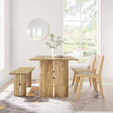 Ember 60" Wood Dining Table and Bench Set in Oak