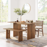 Ember 60" Wood Dining Table and Bench Set in Walnut