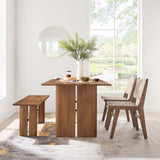 Ember 60" Wood Dining Table and Bench Set in Walnut