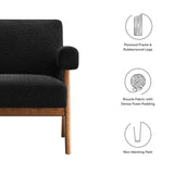 Sable Boucle Fabric Armchair Set of 2 in Black
