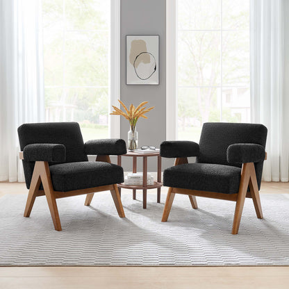 Lyra Boucle Fabric Armchair Set of 2 by Furniture For America