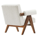 Sable Boucle Fabric Armchair Set of 2 in Ivory