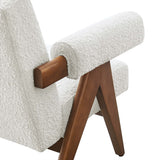 Sable Boucle Fabric Armchair Set of 2 in Ivory