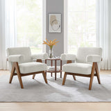 Sable Boucle Fabric Armchair Set of 2 in Ivory