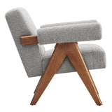 Sable Boucle Fabric Armchair Set of 2 in Light Gray