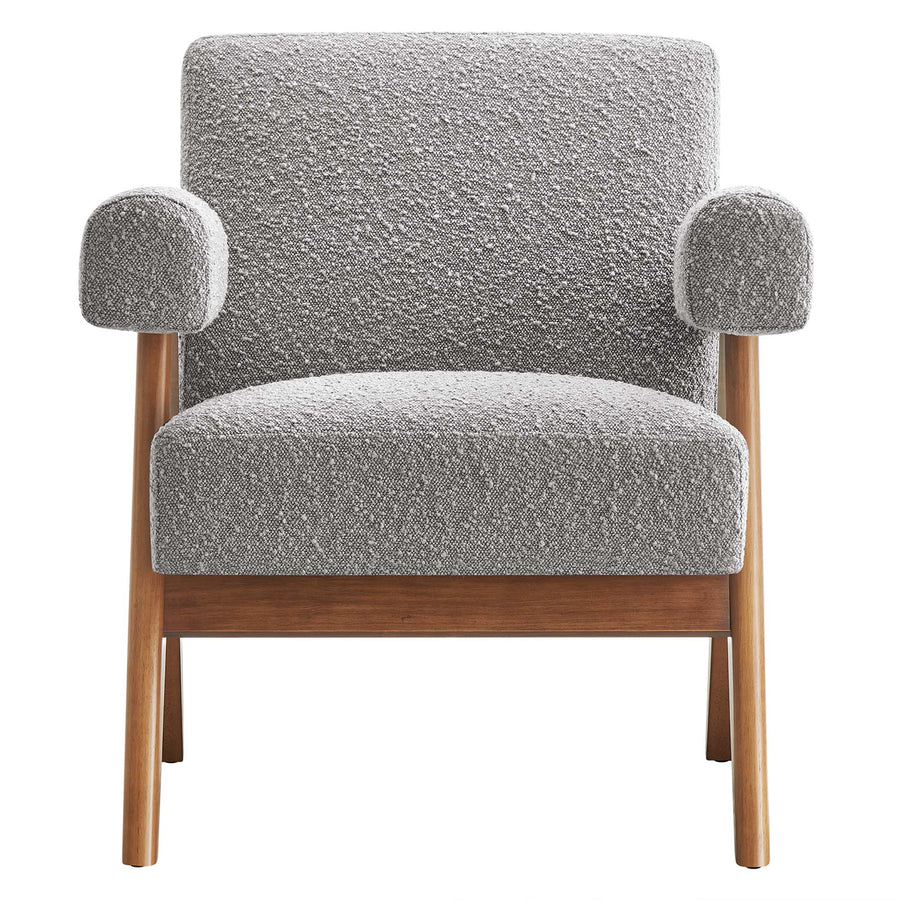 Sable Boucle Fabric Armchair Set of 2 in Light Gray