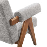 Sable Boucle Fabric Armchair Set of 2 in Light Gray
